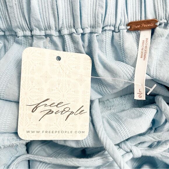 NWT Free People Endless Summer Puff Sleeve Open Back Mini Dress Blue Size Large - Picture 10 of 13